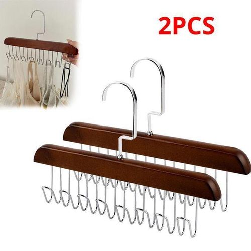 2 cintres en bois, Cintre de rangement pour soutien-gorge, ceinture, bretelles, cravates et foulards