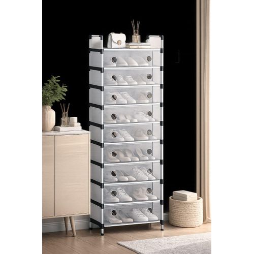 Armoire de Rangement pour Chaussures avec Housse Transparente
