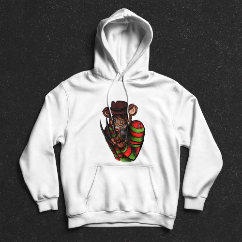 هودي سويت شيرت بغطاء للرأس للرجال - ابيض - Freddy Krueger