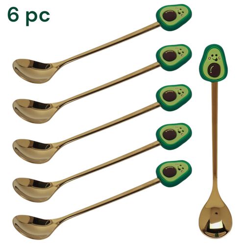 Cuillères à Café Inox – Motif Avocat (6 pcs)