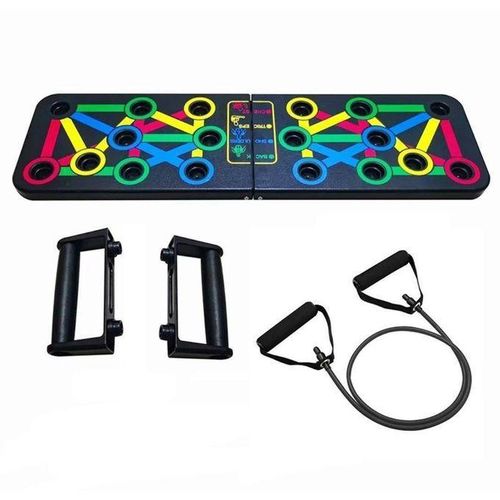 بار تمرين شد مع كابلات لتمارين تقوية العضلات - لوحة بوش أب قابلة للطي