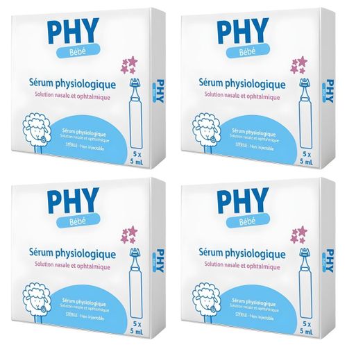 Sérum Physiologique - Nettoyage et Oculaire - Pour Bébés - 5x5ml - Lot de 4