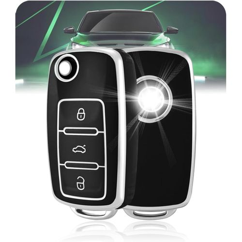 Coque Clé Voiture Silicone Étui Cle Etui Clef Protecteur Cache Cles pour Seat Ibiza Leon Skoda Fabia couleur et design aléatoire