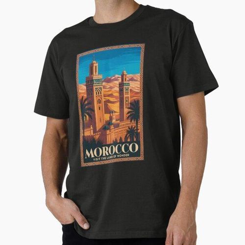 Illustration vintage du désert marocain, art de voyage, art de voyage T-shirt classique