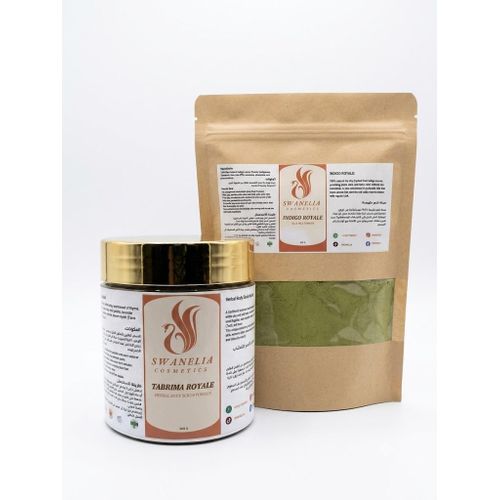 Pack Rituel Global Swanelia – Tébrima Marocaine Corporelle (200g) + Poudre d'Indigo Naturelle pour Cheveux (250g)