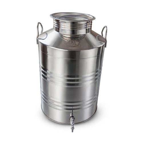 Baril Inox 50 Litres avec Robinet - Bidon Huile d'Olive Pro Inox 18/10 - Made in Italy - Barmil Inox 50L - Grand Format