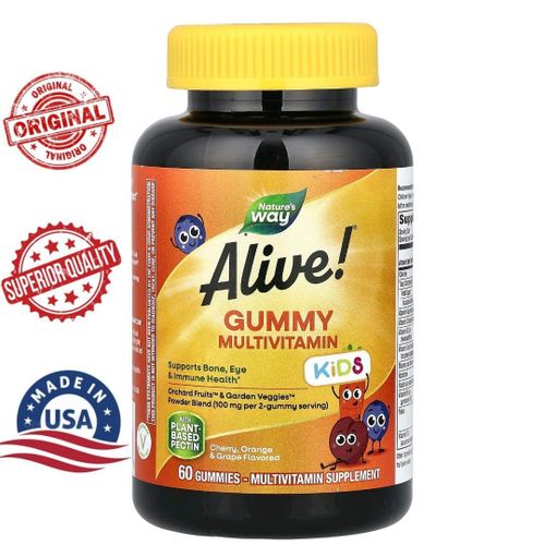 Alive Kids, Gummy Multivitamin (Gommes multivitaminées pour enfants), Cherry, Orange & Grape , 60 Gummies
