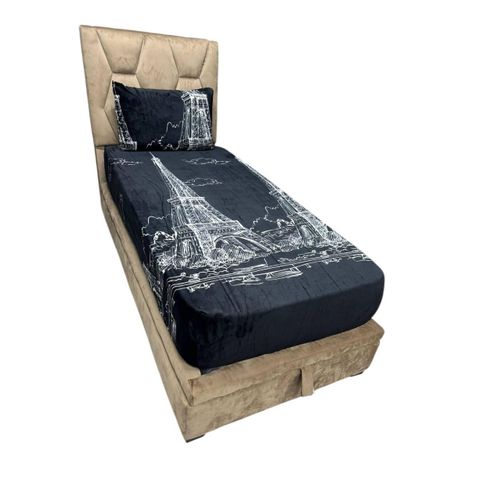 ملاءة سرير مخملية 190x90x25 سم +1 غطاء وسادة 70x50 سم