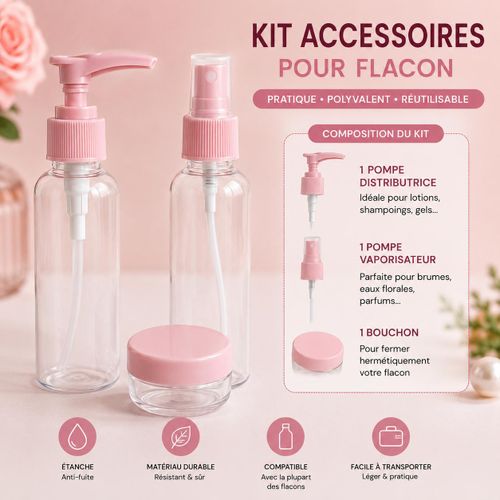 Kit Accessoires pour Flacons – Pompe Distributrice, Vaporisateur et Bouchon