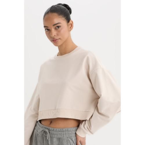 Sweat-shirt Femme en coton - Beige - D7119AX.