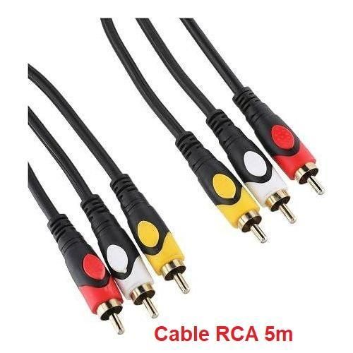 câble audio/vidéo RCA 3 broches vers 3 broches 5mètres