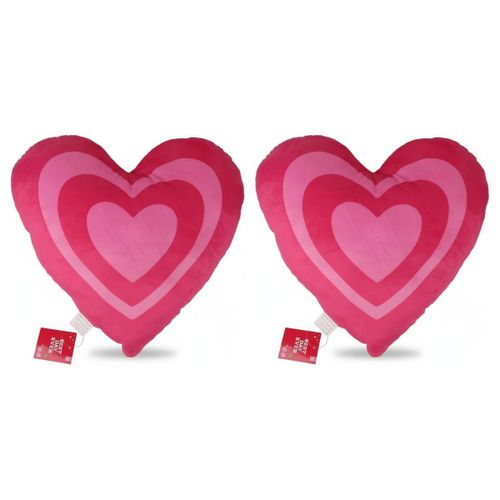 Lot de 2 - Coussin Cœur - Peluche Douce Décoratif - Chambre Enfant & Salon - Rose & Rose Clair