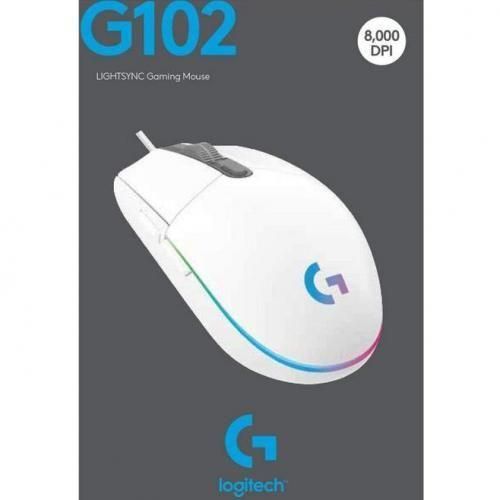 G102 LIGHTSYNC RGB 6 Button Gaming Mouse – Blanc