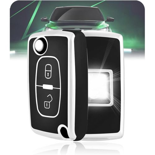 Coque Clé Voiture, Étui Cle Etui Clef Protecteur Cache Cles pour Peugeot 207 307 308 407 3008 5008 Partner Tepee (couleur et design aléatoire)