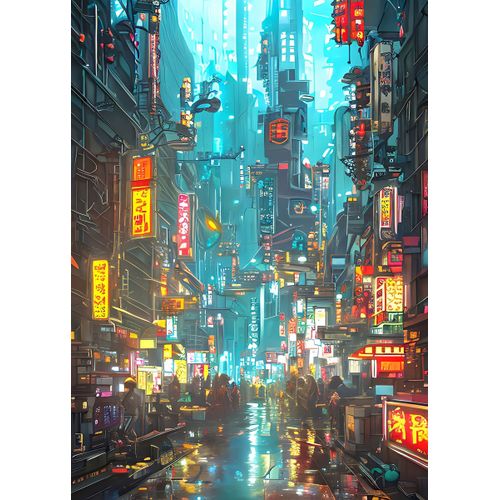 Cyberpunk nights market Poster Chambre Haute Qualité