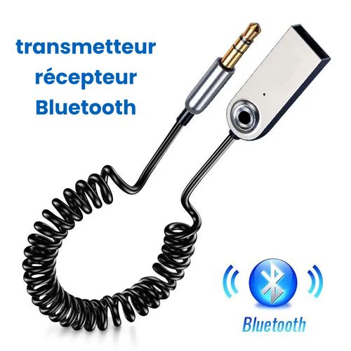 câble dongle et récepteur Bluetooth USB/3.5mm pour audio/haut-parleur/voiture