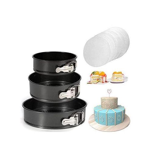 Lot de 3 Moules Charnire Antiadhsifs avec Fond Amovible Kit de Ptisserie pour Gteaux et Entremets