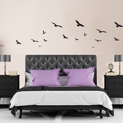Autocollant Sticker Oiseaux Mouettes Stickers décoration vinyle Déco stick Noir