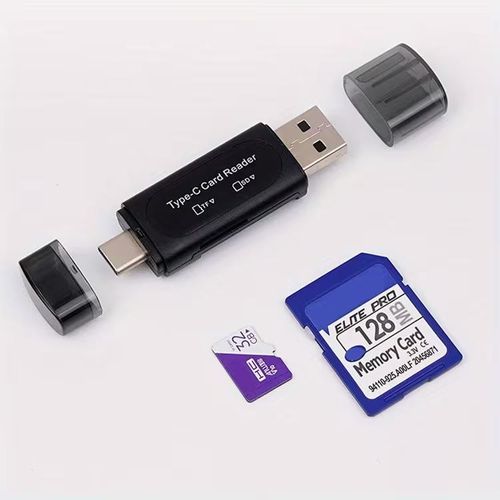 Lecteur de Cartes 4-en-1 à Double Emplacement Haute Vitesse - Compatible USB A & Type C, Prise en Charge SD/Micro SD/SDXC/SDHC, Idéal pour PC MacBook telephone