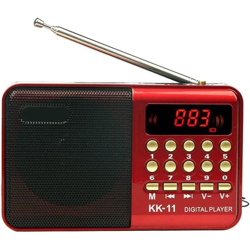 راديو رقمي صغير محمول مع مشغل إم بي ثري مكبر صوت متكامل ودعم توصيل يو إس بي وتي إف متعدد الوظائف
