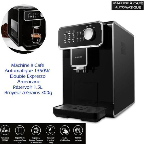Machine à Café Automatique 1350W – Expresso, Double Expresso & Americano – Réservoir 1.5L – Broyeur à Grains 300g