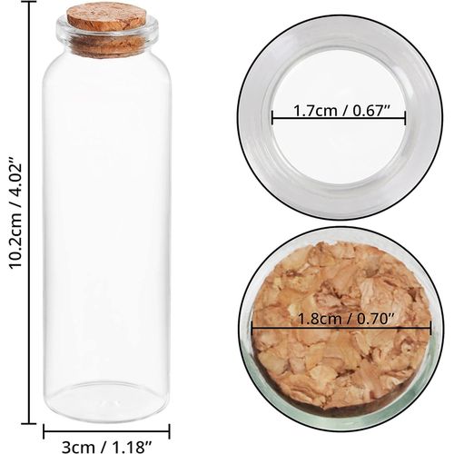 Tubes à essai tubes en verre décoratifs mini vases en liège H10 cm 24Pcs