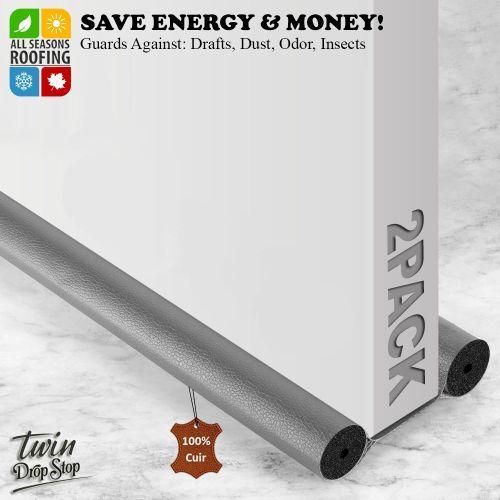 قطعة 2 عازل مزدوج لباب، عزل ضد التيارات الهوائية والضوضاء، 96 سم / رمادي