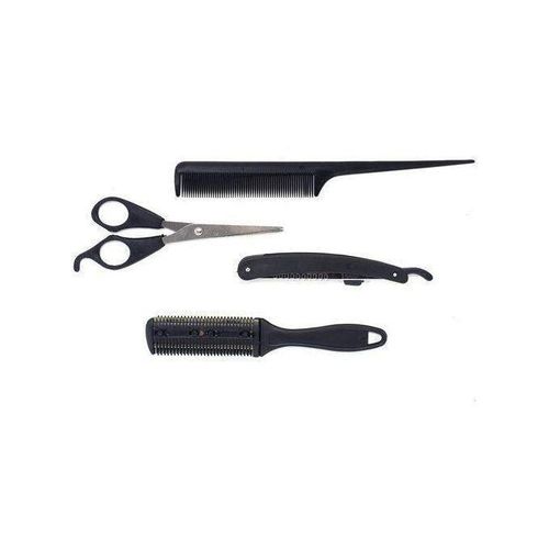 Lot 4 Pices Ciseaux de Coiffeur et Rasoir Kit Complet pour Cheveux et Barbe