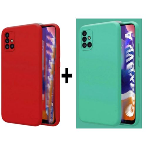 2 Pochette silicone pour Samsung Galaxy A51 Rouge et Vert pistage