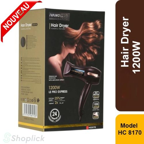 Sèche-Cheveux Ivano Pro 1200W – Compact, Léger et Puissant pour un Séchage Rapide HC-8170