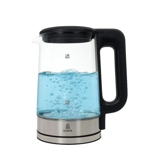 Bouilloire Électrique en Verre 1,8 Litre – 1500W – Éclairage LED Bleu – Arrêt Automatique – Design Inox & Verre