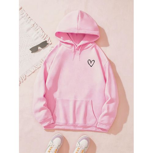 Sweat à capuche décontracté pour femme avec imprimé cœur et poches