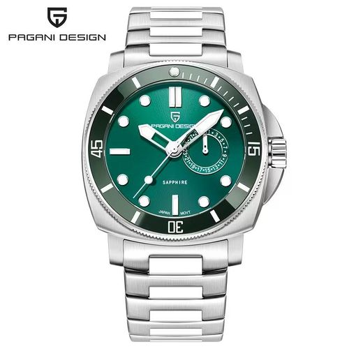 Montre Homme Plongée Style PD-1823 Boîtier Coussin Acier Cadran Vert Lunette Verte Dateur Verre Saphir Mouvement Japonais