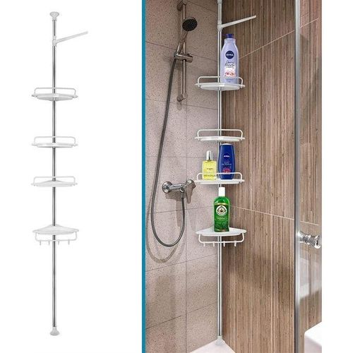 Étagère de Rangement pour Salle de Bain Étagère d'angle pour Salle de Bain Étagère de Rangement d'angle Murale Étagère de Rangement télescopique pour Salle de Bain