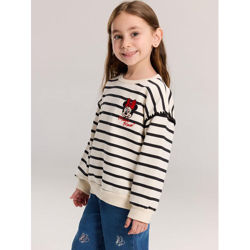 Sweat-shirt Imprimé Minnie Mouse pour Filles à Col Rond