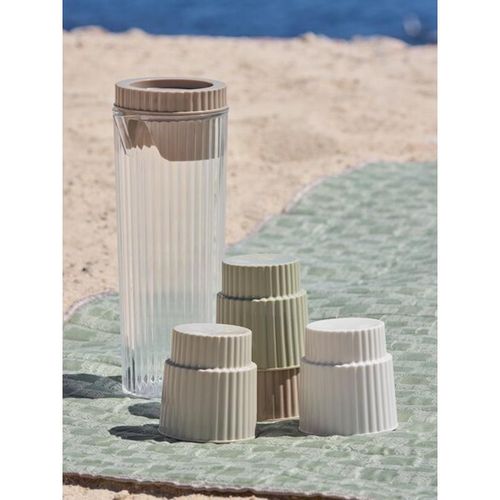 Ensemble Pichet et Gobelets - Plastique Strié - Pour Boissons 1.1L - Multicolore