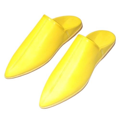 Babouche Ziouania Royale en cuir véritable pour homme-Jaune Mlifa