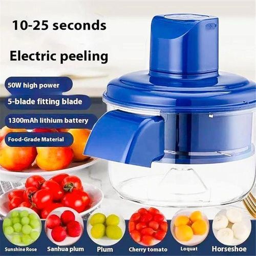 Éplucheur Automatique Fruits et Légumes Rechargeable USB – Raisins, Ail, Tomates – Sans Fil – Bleu