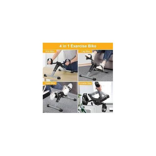 Vélo d’Exercice 4 en 1 Portable et Compact – Mini Vélo d’Appartement pour Bras et Jambes, Pédalier Fitness avec Résistance Réglable, Vélo d’Exercice Assis pour Maison et Bureau, Appareil de Musculation et Cardio, Pédales avec Sangles, Écran LCD