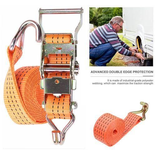 Sangle d'Arrimage à Cliquet avec 2 Crochets 2000 kg 10m – Sangle de Fixation Camion et Remorque, Orange Haute Résistance