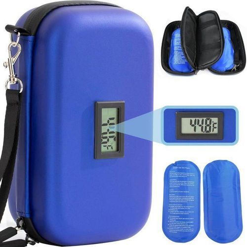 Trousse insulin Sac isothermique pour diabétique organisateur avec thermomètre deux sachets liquide réfrigérants