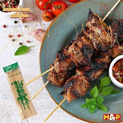 أسياخ خشبية طبيعية للشواء، مجموعة من 100 قطعة