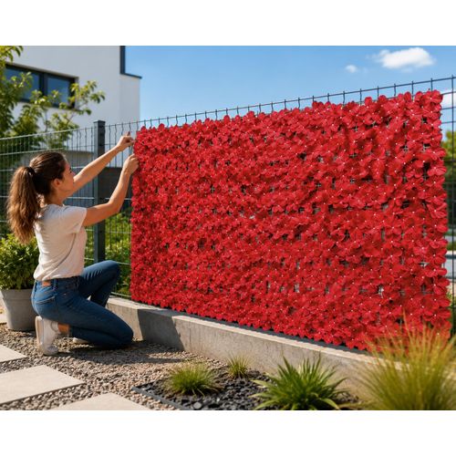 Clôture à Fleurs Artificielles 1 × 3 m – Écran d’Intimité Décoratif pour Balcon, Jardin et Terrasse