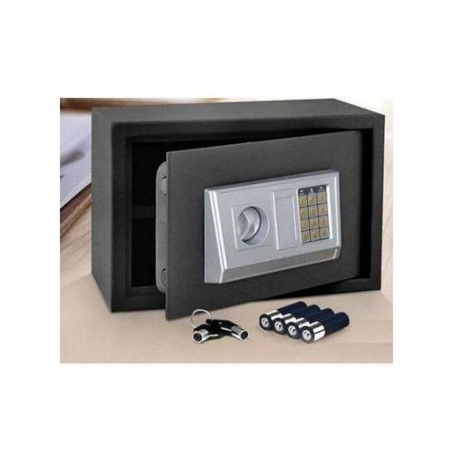 Coffre Fort à Serrure Électronique Avec Code PIN et 2 Clés, Fixations Murales et au sol 25x35x25cm