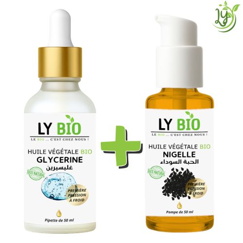 PACK HUILE GLYCERINE 50ml - PIPETTE + HUILE NIGELLE 50ML - POMPE