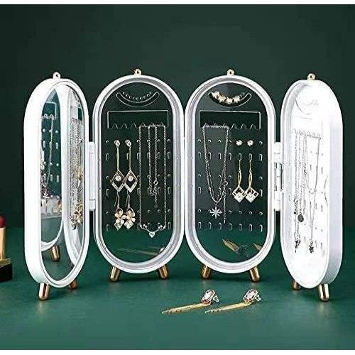 Boîte à bijoux rétro de luxe, présentoir de boucles d'oreilles, collier pliable, grande capacité