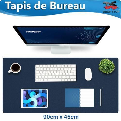 Tapis de Portable, Sous Main Bureau pour Bureau et Maison, Cuir PU (Bleu foncé)
