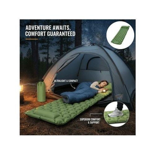 Matelas de camping gonflable léger avec oreiller intégré pour activités en plein air et aventures