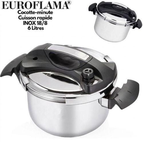 Cocotte Minute 6 Litres, Tous Feux dont Induction, En Inox 18/8, Panier Vapeur Inclus, Cuisson Rapide Haute Pression, Compatible Lave-Vaisselle