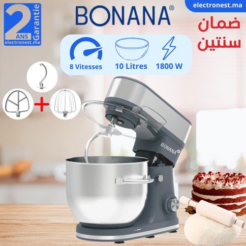 Robot Pétrin - Inox premium - 10 Litres - 1800 Watts - 8 Vitesses